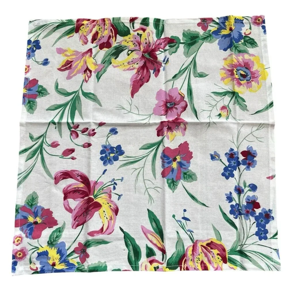 April Cornell Lillianna 12 Floral Cloth Dining Napkins Colorful Cottage Cotton